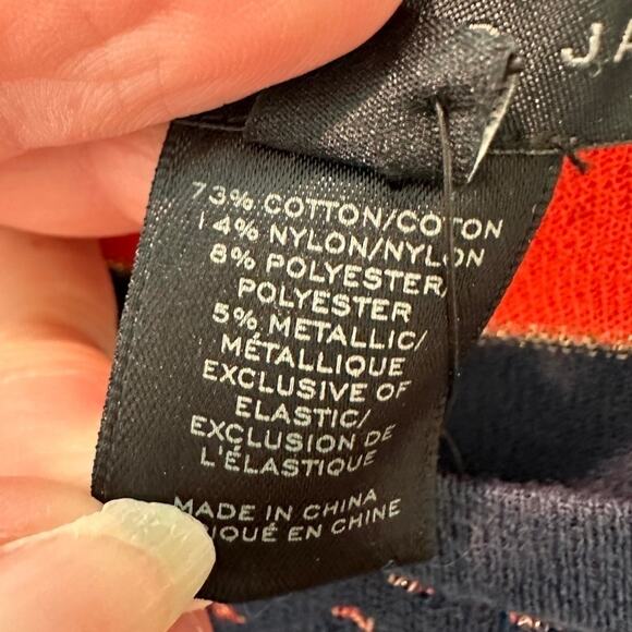 🆕 MARC JACOBS | Navy & Red Striped Polka Dot Metallic Lightweight Top | Small - Picture 6 of 7